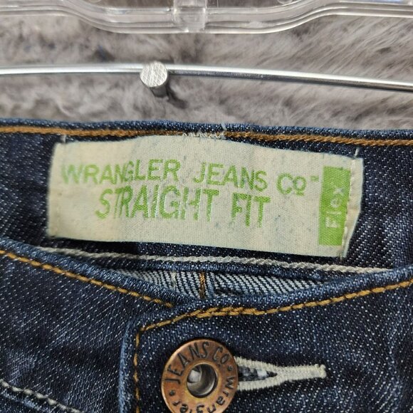 Wrangler Jeans Mens 36x30 Blue Straight Leg Mid Rise Stretch - Picture 3 of 12